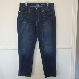 Levi Strauss Signature Womens 16 High Rise Ankle Fit Straight Denim Jeans Fringe